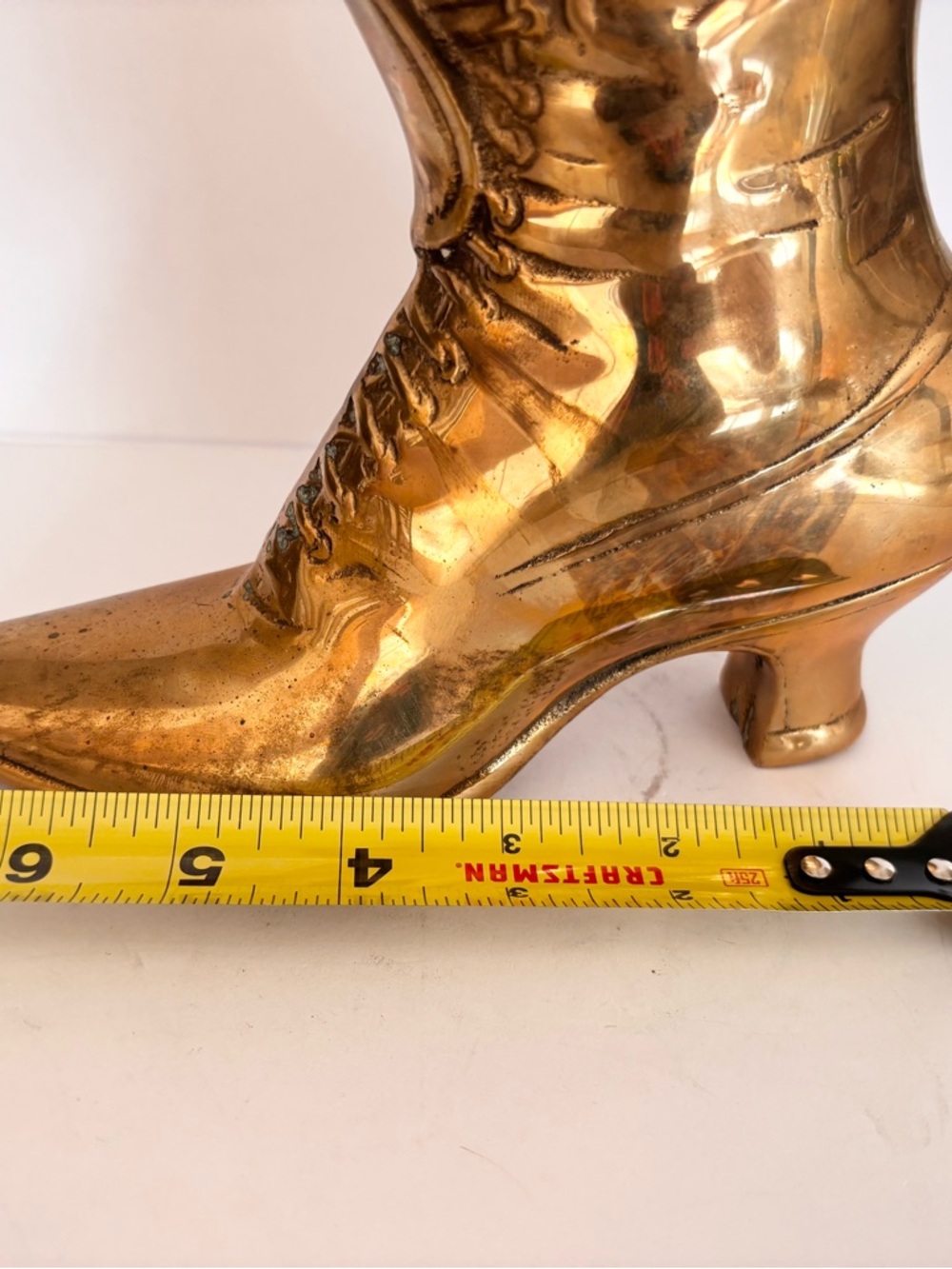 Victorian Vintage Brass Boot Planter Shelf Decor MCM Hollywood Regency Art Deco - Picture 8 of 10